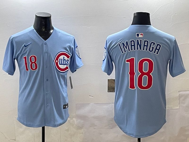 Men Chicago Cubs #18 Imanaga Light Blue Throwback 2025 Nike MLB Jersey style 10->chicago cubs->MLB Jersey